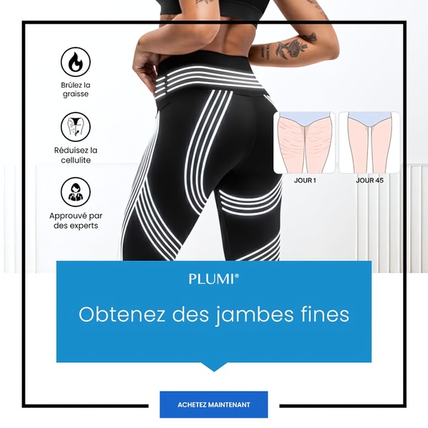 A split-screen style ad creative showcasing the physical transformation results of using compression leggings over a 45-day period.